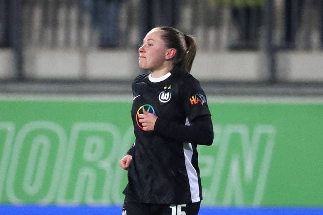 VfL vs. Leverkusen, BL Frauen Wolfsburg, 15.03.2026, Fußball, Frauen, Google Pixel Bundesliga, Saison 2025 2026, VfL Wolfsburg vs Bayer 04 Leverkusen, Janou Levels (VfL Wolfsburg) AOK Stadion Niedersachsen Deutschland
