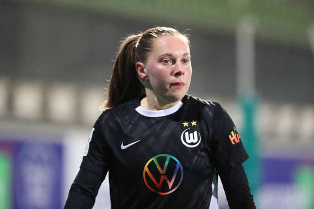 VfL vs. Leverkusen, BL Frauen Wolfsburg, 15.03.2026, Fußball, Frauen, Google Pixel Bundesliga, Saison 2025 2026, VfL Wolfsburg vs Bayer 04 Leverkusen, Janou Levels (VfL Wolfsburg) AOK Stadion Niedersachsen Deutschland