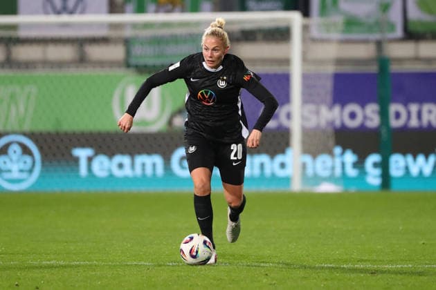 VfL vs. Leverkusen, BL Frauen Wolfsburg, 15.03.2026, Fußball, Frauen, Google Pixel Bundesliga, Saison 2025 2026, VfL Wolfsburg vs Bayer 04 Leverkusen, Guro Bergsvand (VfL Wolfsburg) AOK Stadion Niedersachsen Deutschland