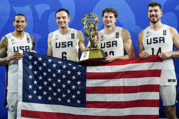 FIBA 3x3 Champions Cup 2026 USA s players James Parrott, Justin Pierce, Caden Pierce, and Riley Battin celebrate with a trophy during a medal ceremony after winning the Men s FIBA Basketball 3x3 Champions Cup 2026 final match between the United States and Spain in Bangkok, Thailand, on March 15, 2026. Bangkok Bangkok Thailand  Copyright: xAnusakxLaowilasx originalFilename:laowilas-notitle260315_npJjt.jpg