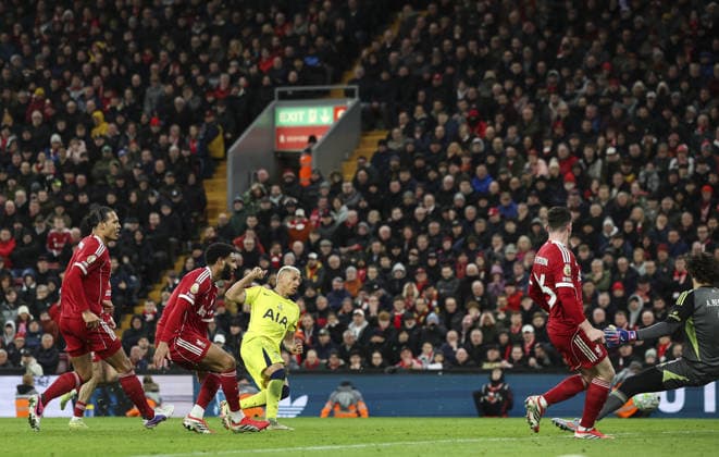 Liverpool v Tottenham Hotspur, FA Premier League 15.03.26 Liverpool v Tottenham Hotspur, FA Premier League Bradley Ormesher The Times Richarlison of Tottenham scores and celebrates scoring his teams 1st goal 1-1  Copyright: xBradleyxOrmesherx NINTCHDBPICT001066889100