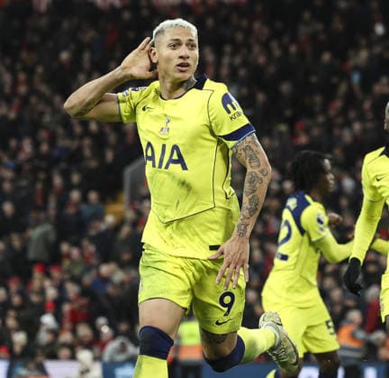 Liverpool v Tottenham Hotspur, FA Premier League 15.03.26 Liverpool v Tottenham Hotspur, FA Premier League Bradley Ormesher The Times Richarlison of Tottenham scores and celebrates scoring his teams 1st goal 1-1  Copyright: xBradleyxOrmesherx NINTCHDBPICT001066889183