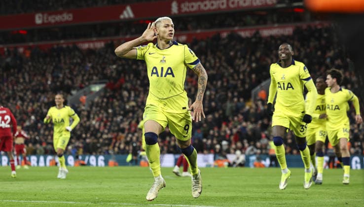Liverpool v Tottenham Hotspur, FA Premier League 15.03.26 Liverpool v Tottenham Hotspur, FA Premier League Bradley Ormesher The Times Richarlison of Tottenham scores and celebrates scoring his teams 1st goal 1-1  Copyright: xBradleyxOrmesherx NINTCHDBPICT001066889197