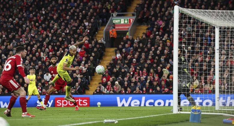 Liverpool v Tottenham Hotspur, FA Premier League 15.03.26 Liverpool v Tottenham Hotspur, FA Premier League Bradley Ormesher The Times Richarlison of Tottenham scores missed chance  Copyright: xBradleyxOrmesherx NINTCHDBPICT001066889218