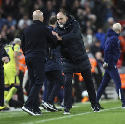 Liverpool v Tottenham Hotspur, FA Premier League 15.03.26 Liverpool v Tottenham Hotspur, FA Premier League Bradley Ormesher The Times Tottenham Hotspur Manager Igor Tudor at the end of the match with Arne Slot Manager of Liverpool  Copyright: xBradleyxOrmesherx NINTCHDBPICT001066890210