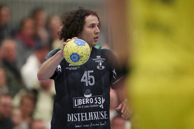 15.03.2026, Herren, Handball, Saison 2025 2026, Regionalliga, 19. Spieltag: DJK Waldbuettelbrunn - TSV Lohr Julian Hohmann ( 45, TSG Waldbüttelbrunn) Waldbuettelbrunn Ballsporthalle Bayern Deutschland