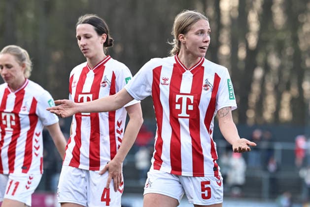 Deutschland: Google Pixel Frauen-Bundesliga 2025 2026 16. Spieltag, 1. FC Köln vs. FC Bayern München Sonntag, 15.03.2026 Franz-Kremer-Stadion, Nordrhein-Westfalen Celina Degen (1. FC Köln Frauen, 5) ärgert sich nach der ersten Halbzeit über das Spiel Copyright: xSümeyyexAkcöltekinx