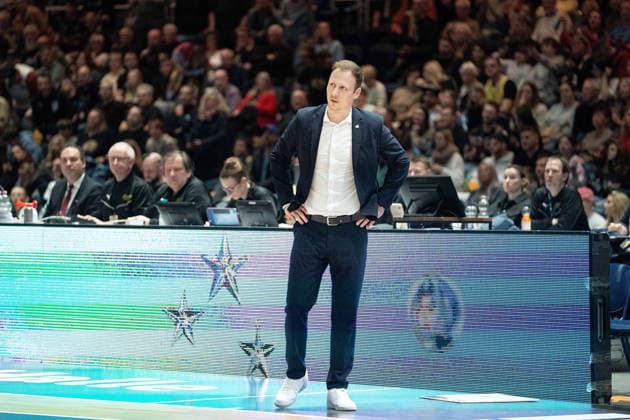 Jacques Schneider (Headcoach VET-CONCEPT Gladiators Trier) GER, Basketball Loewen Braunschweig gegen VET-CONCEPT Gladiators Trier, Basketball, easyCredit BBL, Woche 24, Spielzeit 2025 26, 15.03.2026 GER, Basketball Loewen Braunschweig gegen VET-CONCEPT Gladiators Trier, Basketball, easyCredit BBL, Woche 24, Spielzeit 2025 26, 15.03.2026 Braunschweig Copyright: xEibner-Pressefoto DanielxREINELTx EP_DRT