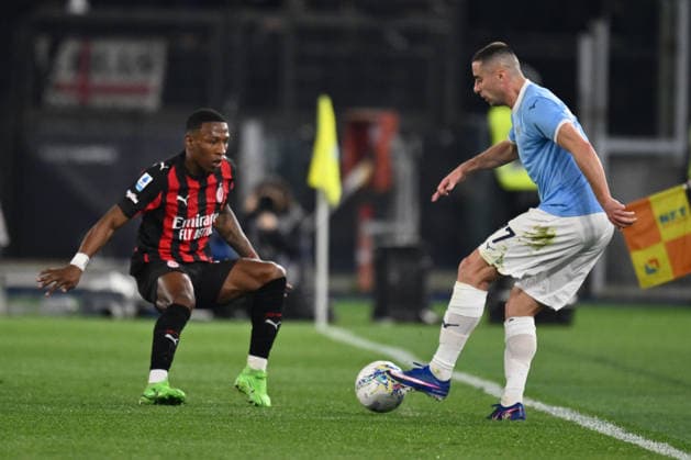 Pervis Estupinan of A.C. Milan and Adam Marusic of S.S. Lazio are in action during the 29th matchday of the Serie A championship between S.S. Lazio and A.C. Milan at the Olympic Stadium on March 15, 2026 in Rome, Italy.  Copyright: xDomenicoxCippitelli IPAxSportx xipa-agency.netx xx IPA_72943109 IPA_Agency_IPA72943109
