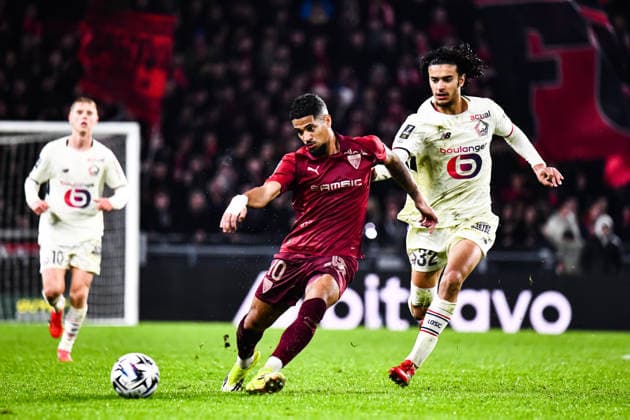 FOOTBALL : Stade Rennais vs Lille OSC - Ligue 1 - JournÃ e 26 - 15 03 2026 Ludovic Blas (Stade Rennais) Ayyoub Bouaddi (Lille OSC) RennesFrance  Copyright: xBaptistexAutissierx