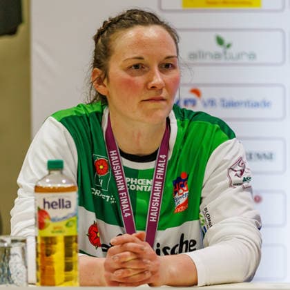 Melanie Veith (Blomberg-Lippe, 16, Torhüterin) beim Interview, 15.03.2026, Stuttgart (Deutschland), Handball Frauen, Final4 2026, Spiel um Platz 3, Thüringer HC - HSG Blomberg-Lippe