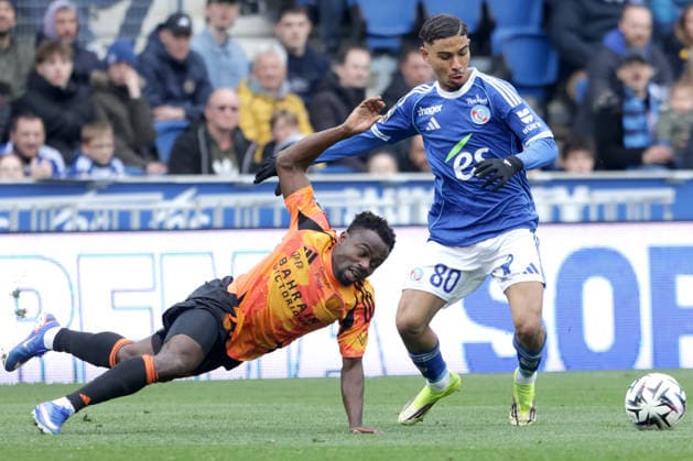 MOSES SIMON, Paris F.C., GESSIME YASSINE, Racing Strasburgo, Ligue 1, 2025-26, Racing Strasbourg vs Paris F.C. 0-0, 15-03-2026, Contrasto, Action LIGUE 1 2025-26 RACING STRASBURGO-PARIS FC 0-0