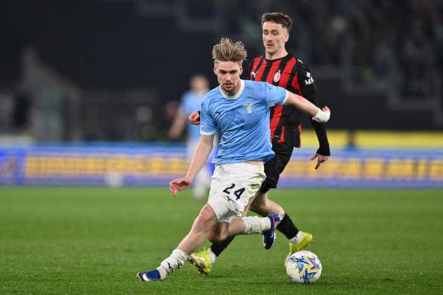 CALCIO - Serie A - SS Lazio vs AC Milan Keneth Taylor of S.S. Lazio and Alexis Saelemaekers of A.C. Milan are in action during the 29th matchday of the Serie A championship between S.S. Lazio and A.C. Milan at the Olympic Stadium on March 15, 2026 in Rome, Italy. Rome Italy  Copyright: xIPAxSport ABACAx