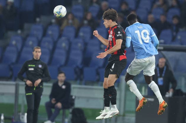 CALCIO - Serie A - SS Lazio vs AC Milan Rome, Italy - March 15, 2026: Samuele Ricci (midfielder )of AC Milan, Boulaye Dia (striker) of SS Lazio seen in action during the Serie A Enilive 2025-2026 football match between S.S. Lazio vs A.C. Milan at Olympic Stadium. Rome Italy  Copyright: xIPAxSport ABACAx