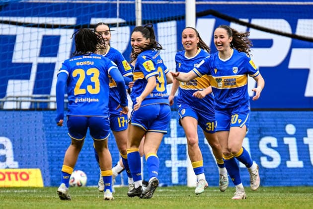 Fußball I Frauen I Saison 2025-2026 I Bundesliga I 20. Spieltag I FC Carl Zeiss Jena - Hamburger SV I 15.03.2026 Torjubel Olivia Johansson Alcaide (9, FC Carl Zeiss Jena) nach ihrem frühen Tor zum 1:0 Jena Ernst-Abbe-Sportfeld, ad hoc Arena Thüringen Deutschland Copyright: xLobeca InesxHähnelx