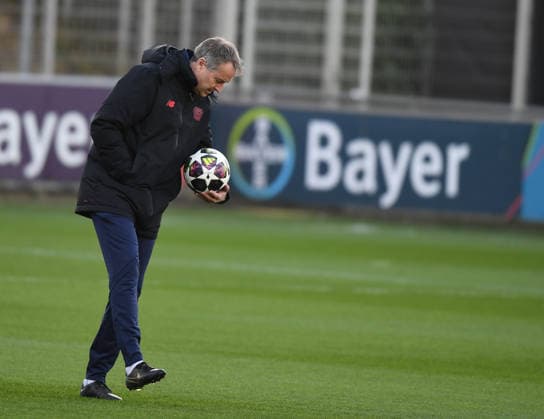 16.03.2026, xophax, Fussball , UEFA Champions League , 2025 2026 , Bayer Leverkusen. Training vor dem Rückspiel gegen Arsenal London. Trainer Kasper Hjulmand ( Bayer 04 Leverkusen ) Leverkusen