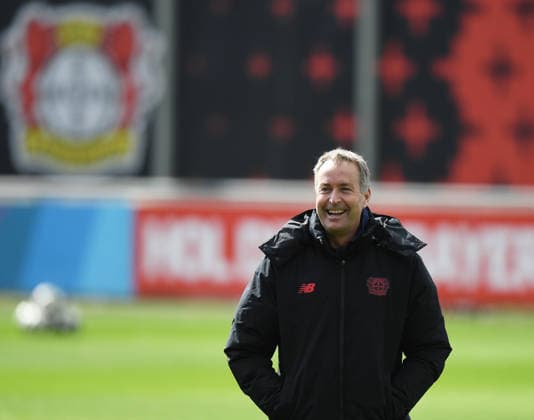 16.03.2026, xophax, Fussball , UEFA Champions League , 2025 2026 , Bayer Leverkusen. Training vor dem Rückspiel gegen Arsenal London. Trainer Kasper Hjulmand ( Bayer 04 Leverkusen ) Leverkusen *** 16 03 2026, xophax, Football , UEFA Champions League , 2025 2026 , Bayer Leverkusen training ahead of second leg against Arsenal London Coach Kasper Hjulmand Bayer 04 Leverkusen Leverkusen