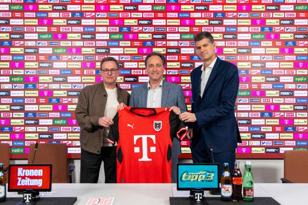 SOCCER - OEFB, PK, squad nomination VIENNA,AUSTRIA,16.MAR.26 - SOCCER - OEFB, Oesterreichischer Fussball-Bund, preview, press conference, PK, Pressekonferenz squad nomination. Image shows head coach Ralf Rangnick (AUT), Werner Kraus (Magenta) and managing director Bernhard Neuhold 8OEFB).  GEPAxpictures xPhilippxBrem