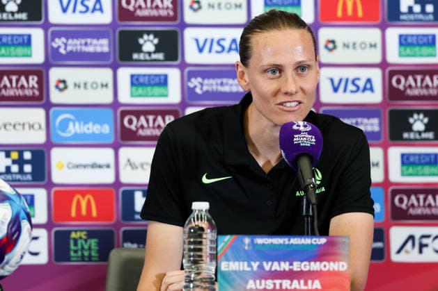 PERTH, AUSTRALIA - MARCH 16: Emily Van-Egmond, player of Team Australia, attends a press conference, PK, Pressekonferenz before the AFC Women s Asian Cup Australia 2026 Semifinal game between China and Australia on March 16, 2026 in Perth, Australia.  Copyright: xWuxZhizhaox 111628558847