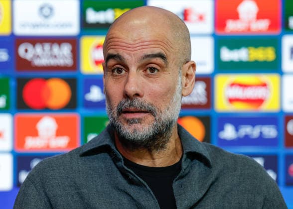 Pep Guardiola manager of Manchester City speaks with the media during the press conference, PK, Pressekonferenz training at the Academy Stadium, Manchester. Picture date: 16th March 2026. Picture credit should read: Cody Froggatt Sportimage EDITORIAL USE ONLY. No use with unauthorised audio, video, data, fixture lists, club league logos or live services. Online in-match use limited to 120 images, no video emulation. No use in betting, games or single club league player publications. SPI_005_CF_MANCHESTER_CITY_PRESS SPI-4607-0004