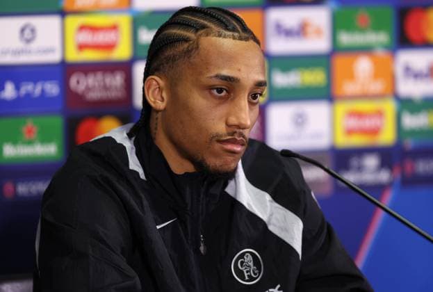 LONDON, ENGLAND, MARCH 16: Joao Pedro of Chelsea talks to the press during the Chelsea FC press conference, PK, Pressekonferenz on MD-1 ahead of the match between Chelsea FC and Paris Saint-Germain FC in the UEFA Champions League, Round of 16, 2nd Leg match at Stamford Bridge Stadium in London, England, on March 16. (Photo by Daniel Weir)  Copyright: xDanielxWeir SportsxPressxPhotox Sportspressphoto_SPR111811