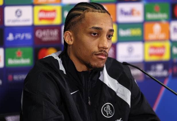 LONDON, ENGLAND, MARCH 16: Joao Pedro of Chelsea talks to the press during the Chelsea FC press conference, PK, Pressekonferenz on MD-1 ahead of the match between Chelsea FC and Paris Saint-Germain FC in the UEFA Champions League, Round of 16, 2nd Leg match at Stamford Bridge Stadium in London, England, on March 16. (Photo by Daniel Weir)  Copyright: xDanielxWeir SportsxPressxPhotox Sportspressphoto_SPR111812