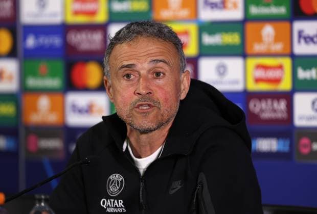 LONDON, ENGLAND, MARCH 16: Luis Enrique Manager of Paris Saint-Germain during the Paris Saint-Germain FC press conference, PK, Pressekonferenz on MD-1 ahead of the match between Chelsea FC and Paris Saint-Germain FC in the UEFA Champions League, Round of 16, 2nd Leg match at Stamford Bridge Stadium in London, England, on March 16. (Photo by Daniel Weir)  Copyright: xDanielxWeir SportsxPressxPhotox Sportspressphoto_SPR112028