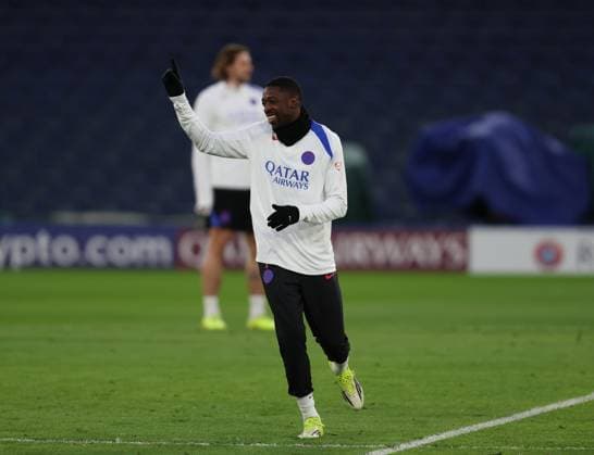 LONDON, ENGLAND, MARCH 16: Ousmane Dembele of Paris Saint-Germain during the Paris Saint-Germain FC press conference, PK, Pressekonferenz & Training session on MD-1 ahead of the match between Chelsea FC and Paris Saint-Germain FC in the UEFA Champions League, Round of 16, 2nd Leg match at Stamford Bridge Stadium in London, England, on March 16. (Photo by Daniel Weir)  Copyright: xDanielxWeir SportsxPressxPhotox Sportspressphoto_SPR112181