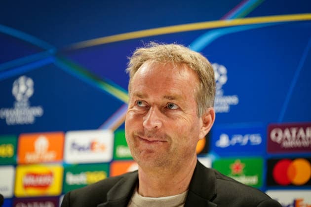 England: Pressekonferenz mit Kasper Hjulmand (Trainer, Bayer 04 Leverkusen) und Exequiel Palacios (Bayer 04 Leverkusen, 25) vor dem UEFA Champions League 2025 - 2026, Achtelfinale (Rückspiel) FC Arsenal London vs Bayer 04 Leverkusen - Emirates Stadium (London): Copyright: xJOERANxSTEINSIEKx