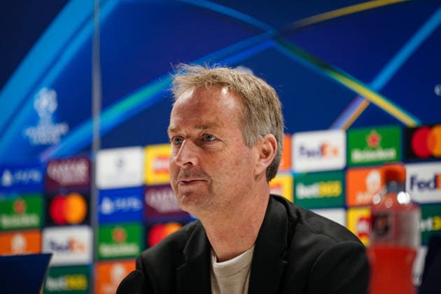 England: Pressekonferenz mit Kasper Hjulmand (Trainer, Bayer 04 Leverkusen) und Exequiel Palacios (Bayer 04 Leverkusen, 25) vor dem UEFA Champions League 2025 - 2026, Achtelfinale (Rückspiel) FC Arsenal London vs Bayer 04 Leverkusen - Emirates Stadium (London): Copyright: xJOERANxSTEINSIEKx