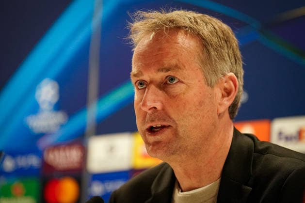 England: Pressekonferenz mit Kasper Hjulmand (Trainer, Bayer 04 Leverkusen) und Exequiel Palacios (Bayer 04 Leverkusen, 25) vor dem UEFA Champions League 2025 - 2026, Achtelfinale (Rückspiel) FC Arsenal London vs Bayer 04 Leverkusen - Emirates Stadium (London): Copyright: xJOERANxSTEINSIEKx