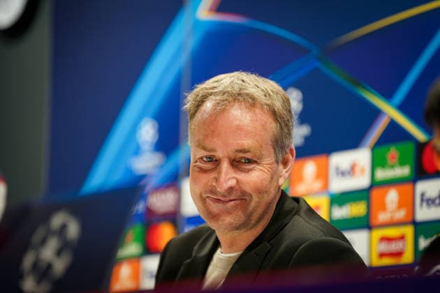 England: Pressekonferenz mit Kasper Hjulmand (Trainer, Bayer 04 Leverkusen) und Exequiel Palacios (Bayer 04 Leverkusen, 25) vor dem UEFA Champions League 2025 - 2026, Achtelfinale (Rückspiel) FC Arsenal London vs Bayer 04 Leverkusen - Emirates Stadium (London): Copyright: xJOERANxSTEINSIEKx
