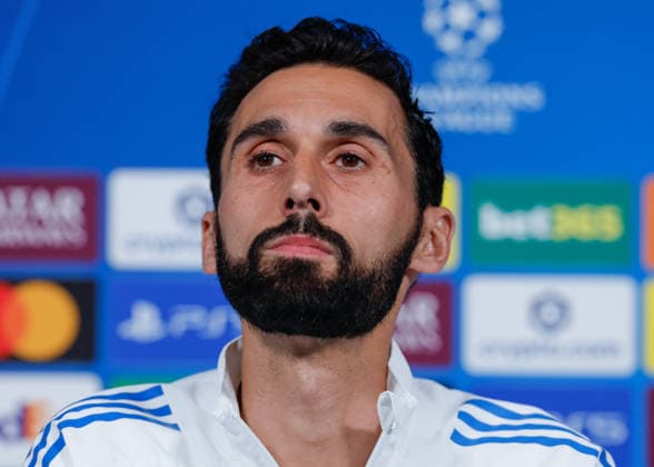 Alvaro Arbeloa head coach of Real Madrid speaks with the press during the press conference, PK, Pressekonferenz training at the Academy Stadium, Manchester. Picture date: 16th March 2026. Picture credit should read: Cody Froggatt Sportimage EDITORIAL USE ONLY. No use with unauthorised audio, video, data, fixture lists, club league logos or live services. Online in-match use limited to 120 images, no video emulation. No use in betting, games or single club league player publications. SPI_017_CF_REAL_MADRID_PRESS SPI-4608-0017