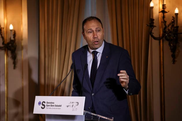 March 16, 2026, Barcelona, Barcelona, Spain: Berni Alvarez, Minister for of the Government of Catalonia, during the presentation of the ATP, Tennis Herren 500 Barcelona Open Banc Sabadell - 73nd Conde de Godo Trophy at Palauet Albeniz on March 16, 2026 in Barcelona, Spain. Presentation Of The ATP 500 Barcelona Open Banc Sabadell - 73nd Conde De Godo Trophy  - ZUMAa181 20260316_zaa_a181_007 Copyright: xJavierxBorregox