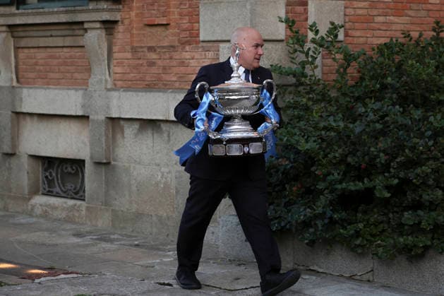 March 16, 2026, Barcelona, Barcelona, Spain: View of the trophy, during the presentation of the ATP, Tennis Herren 500 Barcelona Open Banc Sabadell - 73nd Conde de Godo Trophy at Palauet Albeniz on March 16, 2026 in Barcelona, Spain. Barcelona Spain - ZUMAa181 20260316_zaa_a181_013 Copyright: xJavierxBorregox