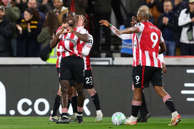 London, England, 16th March 2026. Michael Kayode of Brentford celebrates after scoring to make it 1-1 during the Brentford vs Wolverhampton Wanderers Premier League match at Gtech Community Stadium, London. Picture credit should read: Paul Terry Sportimage EDITORIAL USE ONLY. No use with unauthorised audio, video, data, fixture lists, club league logos or live services. Online in-match use limited to 120 images, no video emulation. No use in betting, games or single club league player publications. SPI_016_PT_Brentford_Wolves SPI-4606-0016