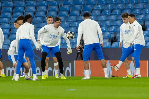 Manchester City press conference, PK, Pressekonferenz UEFA Champions League 2025 26 Round of 16, Matchday -1 Real Madrid players during a training session before the UEFA Champions League 2025 26 Round of 16, 1st leg against Manchester City at the City of Manchester Stadium in Manchester, United Kingdom, on March 16, 2026. Manchester Manchester  Copyright: xMIxNewsx originalFilename:fletcher-manchest260316_npLcN.jpg