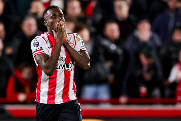 BRENTFORD, ENGLAND - MARCH 16: Michael Kayode of Brentford rues a missed chance during the Premier League match between Brentford and Wolverhampton Wanderers at Gtech Community Stadium on March 16, 2026 in Brentford, England.  Copyright: xRenexNijhuis MBxMediax