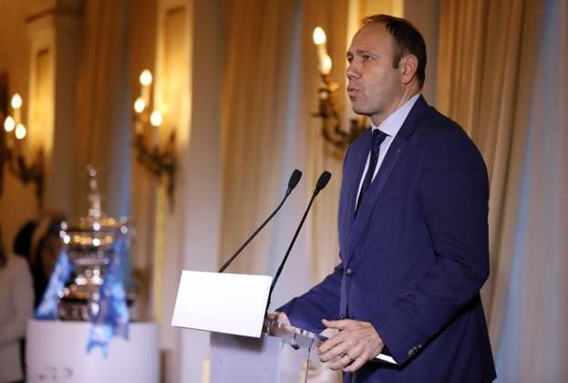 March 16, 2026, Sabadell, Barcelona, Spain: Barcelona Spain 16.03.2026 Berni Alvarez (Conseller of Sports of the Generalitat) gestures during the presentation Barcelona Open at in the Palauet Albeniz on 16 March 2026 in Barcelona. Tennis 2026: Presentation Barcelona Open  - ZUMAu50_ 20260316_zsp_u50_018 Copyright: xXavixUrgelesx