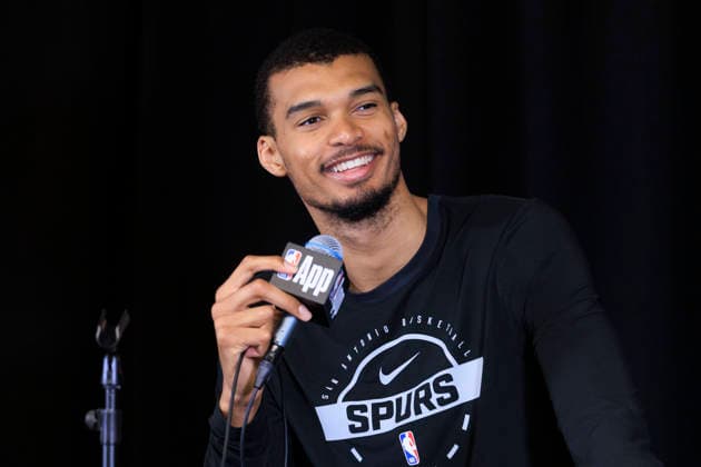 March 16, 2026, Inglewood, California, USA: Victor Wembanyama 1 of the San Antonio Spurs during a press conference, PK, Pressekonferenz after their regular season NBA, Basketball Herren, USA game against the Los Angeles Clippers on Monday March 16, 2026 at Intuit Dome in Inglewood, California. Clippers lose to Spurs, 119-115. ARIANA RUIZ PI Inglewood USA - ZUMAp124 20260316_zaa_p124_059 Copyright: xArianaxRuizx