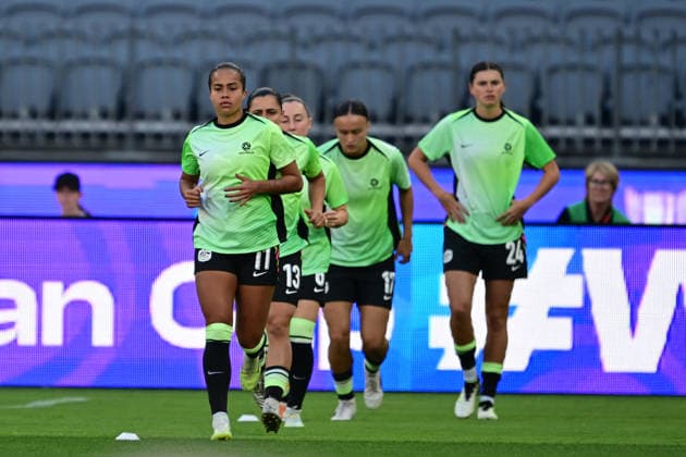 SOCCER ASIAN CUP WOMEN MATILDAS CHINA, Mary Fowler of Australia warms up ahead of the AFC Women s Asian Cup Semi Final 1 match between Australia and China at Optus Stadium in Perth, Tuesday, March 17, 2026. ( NO ARCHIVING, EDITORIAL USE ONLY Perth Western Australia Australia  Copyright: xDeanxLewinsx 20260317193165229804
