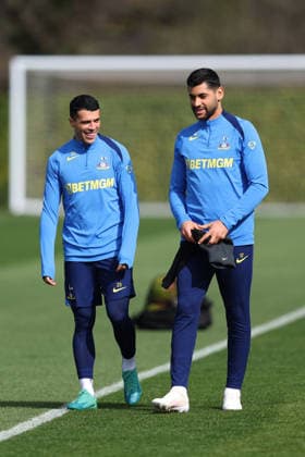 Tottenham Training 17 March 2026, Enfield - Tottenham Hotspur Training - Pedro Porro and Cristian Romero of Tottenham Hotspur - Photo: Charlotte Wilson Offside. Enfield UK Copyright: xCharlottexWilsonx xOffsidexOffside