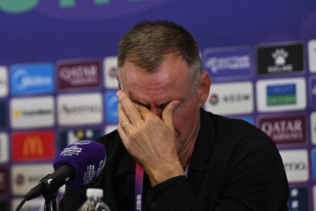 SOCCER ASIAN CUP WOMEN MATILDAS CHINA, A dejected China™s head coach Ante Milicic during the post match press conefernce following China™s loss to Australia during the AFC Women s Asian Cup Semi Final 1 match between Australia and China at Optus Stadium in Perth, Tuesday, March 17, 2026. ( NO ARCHIVING, EDITORIAL USE ONLY Perth Western Australia Australia  Copyright: xDeanxLewinsx 20260317126167604756