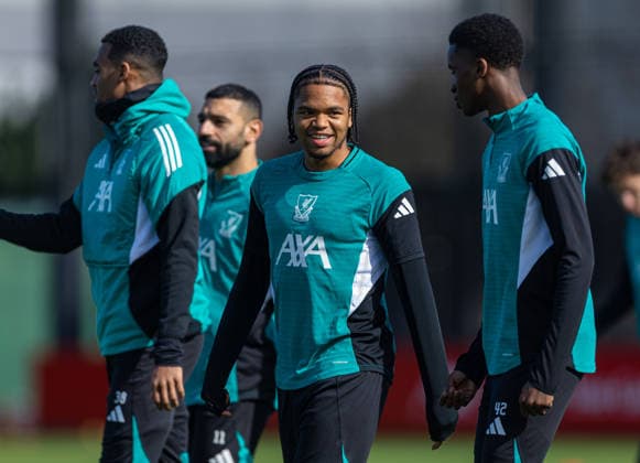 Football - UEFA Champions League - Round of 16 - 2nd Leg - Liverpool FC v Galatasaray A.Åž. - MD-1 LIVERPOOL, ENGLAND - Tuesday, March 17, 2026: Liverpool s Rio Ngumoha during a training session at the AXA Training Centre ahead of the UEFA Champions League Round of 16 2nd Leg match between Liverpool FC and Galatasaray A.Åž. (Photo by David Rawcliffe Propaganda) LIVERPOOL AXA Training Centre MERSEYSIDE ENGLAND  Copyright: xDavidxRawcliffex P2026-03-17-Liverpool_Galatasaray_MD-1-5