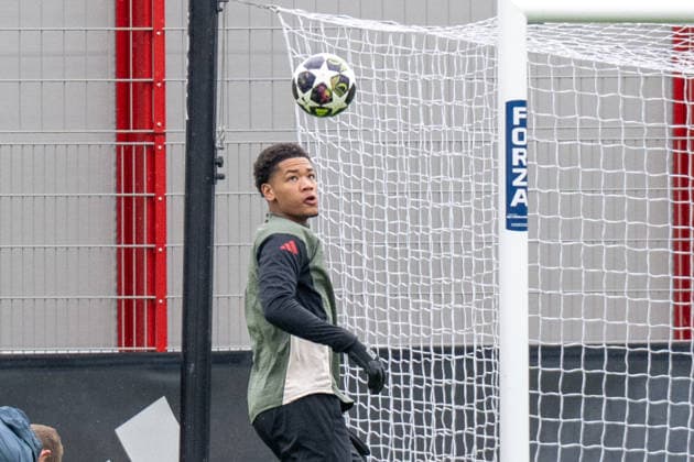 Leonard Prescott (FC Bayern Muenchen), Abschlusstraining vor dem UEFA Champions League-Spiel gegen Atalanta Bergamo, Saison 2025 2026 an der Saebener Strasse. 17.03.2026 DFB regulations prohibit any use of photographs as image sequences and or quasi-video Muenchen Bayern Deutschland