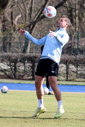 DEU, DFL, 2. FBL Hertha BSC, Training, 17.03.2026, Hanns-Braun-Stadion, Berlin, DEU, DFL, 2. FBL Hertha BSC, Training, im Bild Paul Seguin (Hertha BSC Berlin 30) DFL - regulations prohibit any use of Photographs as image sequences and or quasi-video