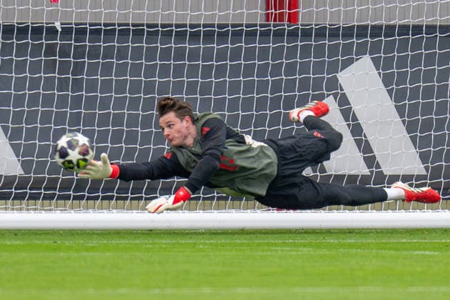 Jonas Urbig 40 (FC Bayern Muenchen), Abschlusstraining vor dem UEFA Champions League-Spiel gegen Atalanta Bergamo, Saison 2025 2026 an der Saebener Strasse. 17.03.2026 DFB regulations prohibit any use of photographs as image sequences and or quasi-video Muenchen Bayern Deutschland