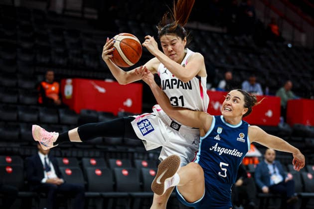 Japan vs Argentina Women s Basketball World Cup 2026 Qualifying Tournaments Aika Hirashita of Japan national team, Nationalteam and Flor Martinez of Argentina National Team grab the rebound during the Women s Basketball World Cup 2026 Qualifying Tournaments Group Phase - Group A between Japan National Team and Argentina National Team at Turkcell Basketball Development Center on March 17, 2026 in Istanbul, Turkey. Istanbul Istanbul Turkey Copyright: xBurakxBasturkx