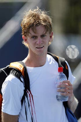 Sept. 1, 2011 - Flushing Meadows, NY, USA - Kevin Anderson of South Africa returns defeated Michael Llodra of France during the US Open tennis tournament in Flushing Meadows, New York, Thursday, September 1, 2011. Copyright: xJosephxD.xSullivanx