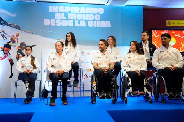 March 17, 2026, Madrid, Madrid, Spain: Maria Martin-Granizo, Audrey Pascual, Alejandra Requesens, Higinio Rivero, Victoria Ibanez, Iraide Rodriguez, Emilio Redondo and Javier Marcos during the reception of the Spanish athletes who participated in the MilanoÃ¢â‚¬Cortina 2026 Winter Paralympic Games, held at the headquarters of the Higher Sports Council (CSD) on March 17, 2026 in Madrid, Spain. Madrid Spain - ZUMAa181 20260317_zaa_a181_060 Copyright: xOscarxJ.xBarrosox
